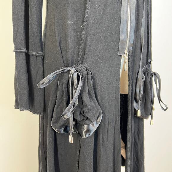 Vintage Joseph Ribkoff Satin Trim Hoodie Jacket Black - Picture 5 of 9